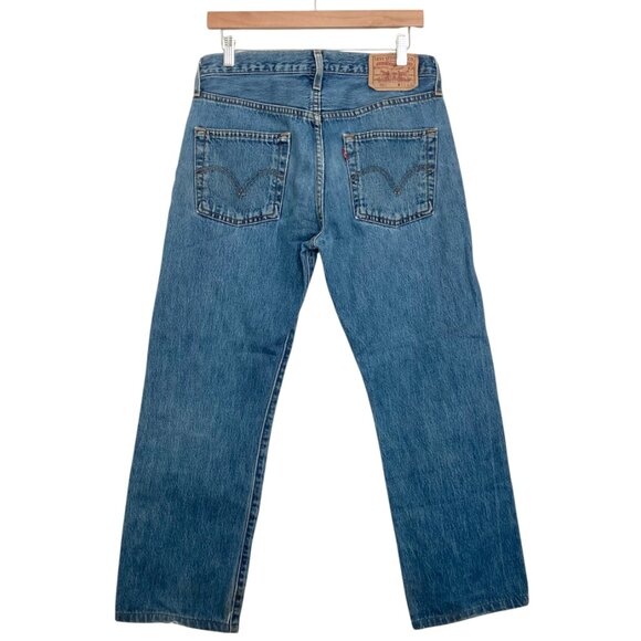 Vintage LEVI'S 501 Classic Straight Leg Ankle Jeans Blue - Picture 9 of 14